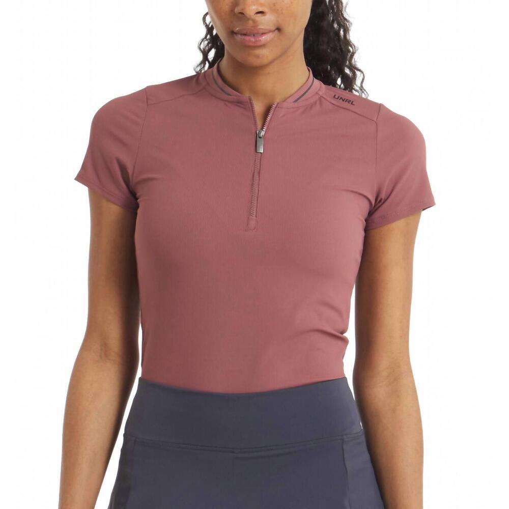 NEW UNRL amelia short sleeve polo in rosewood
